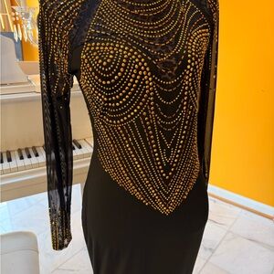 Elegant Black and Gold Beaded Dress